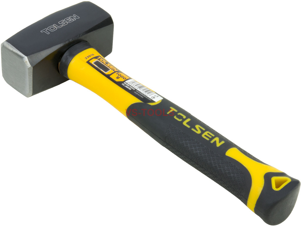 1KG 40oz Sledge Stoning Hammer Fiberglass Shaft Handle Rubber